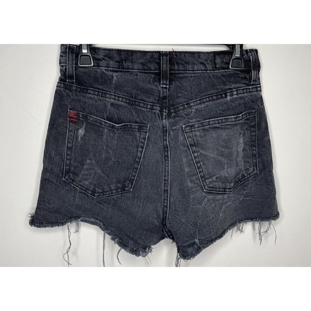 BDG Women's 27 Girlfriend High-Rise Cutoff Distressed Black Jean Shorts 28x2 - Picture 3 of 5